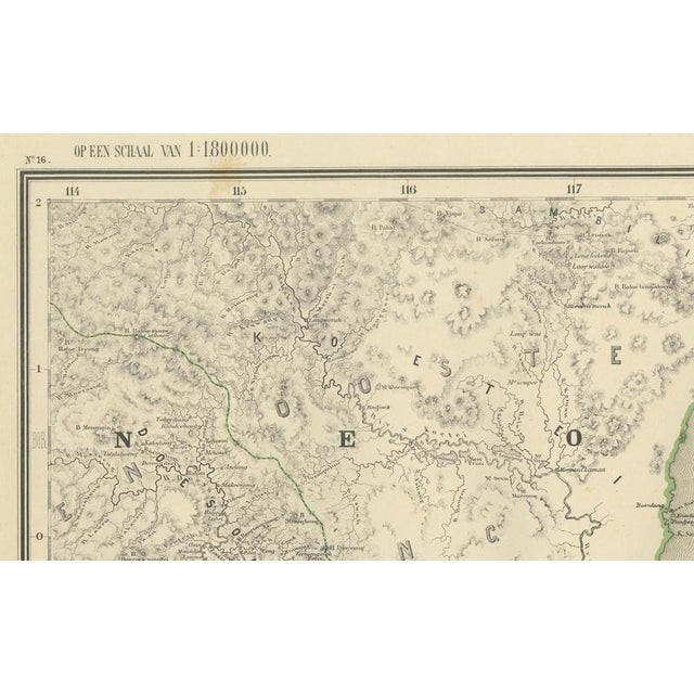 Antique Maps of Western and Southern Borneo in the Dutch East Indies, 1884, Set of 2 For Sale - Image 10 of 12