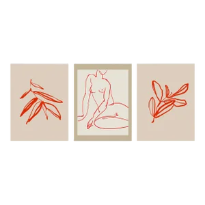 Botanical and Female Drawing Giclee Prints - Set of 3