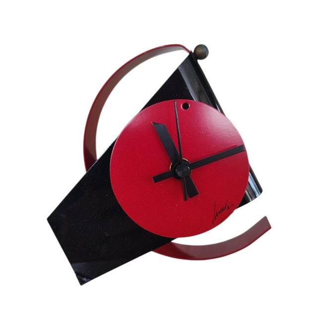 Radical Table Clock in Lacquered Metal, 1980s For Sale - Image 6 of 6