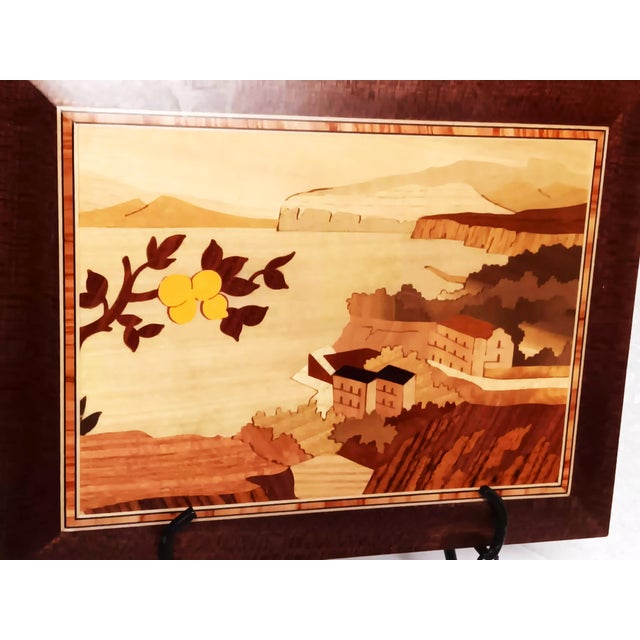 1970s Sorrento's Wood Inlay (Intarsio) Mid-Century Modern Landscape Picture For Sale - Image 15 of 17