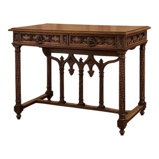 19th Century Gothic Walnut Writing Desk For Sale