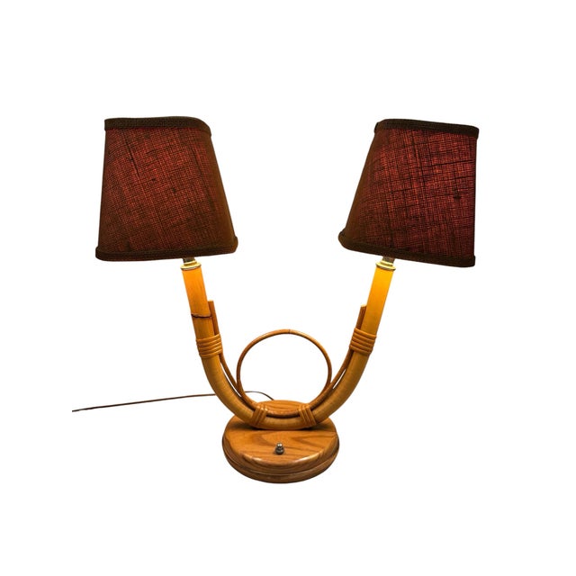Mid 20th Century Louis Sognot Attrib French Vintage Double Light Table Lamp For Sale - Image 5 of 7