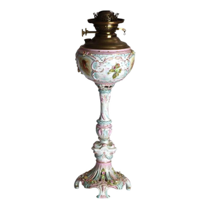 1890 Duplex Louis XV Meissen School Porcelain Oil Lamp Base With Cherubs