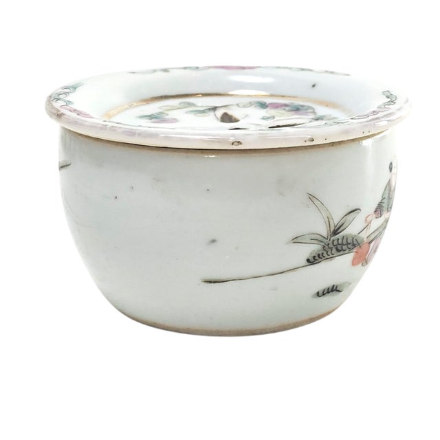 Chinese Exquisite Qing Dynasty Famille Rose Cricket Pot – 3.5” Hand-Painted Porcelain For Sale - Image 3 of 9