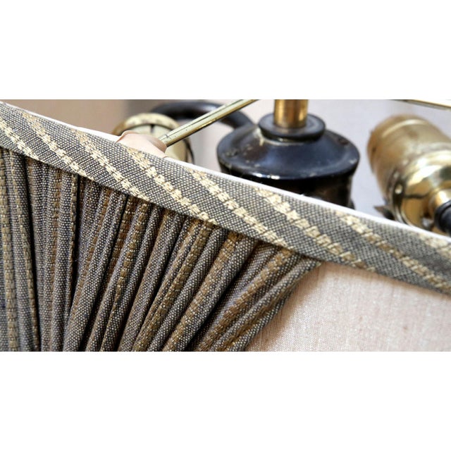 Mid Century Square Green and Tan Pleated Lamp Shade For Sale - Image 11 of 12