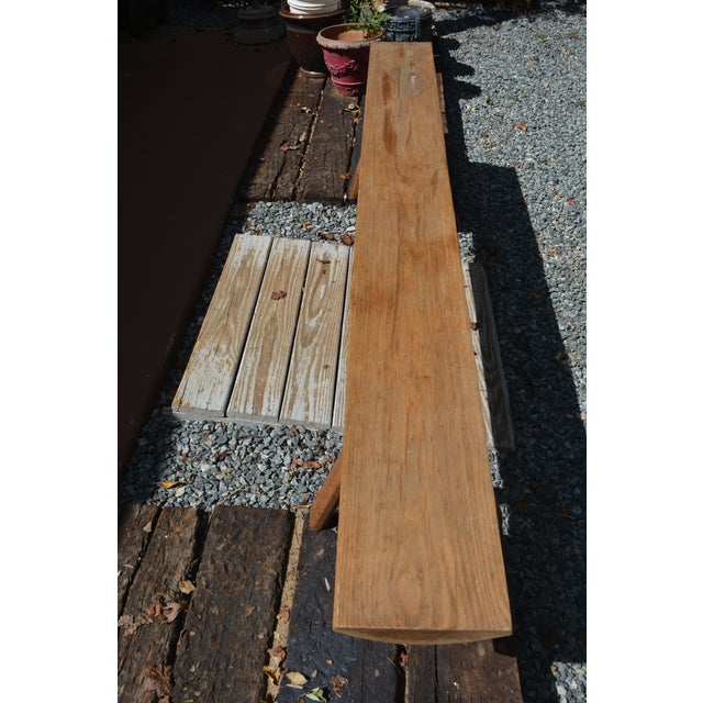 Farmhouse Handcrafted 96" Long Wooden Backless Bench Seat W/ Log Style Legs For Sale - Image 3 of 15