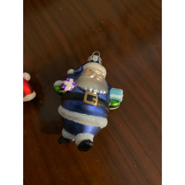 American 1990s Seasons of Cannon Falls Glass Waving Santa Ornaments - Set of 3 For Sale - Image 3 of 9