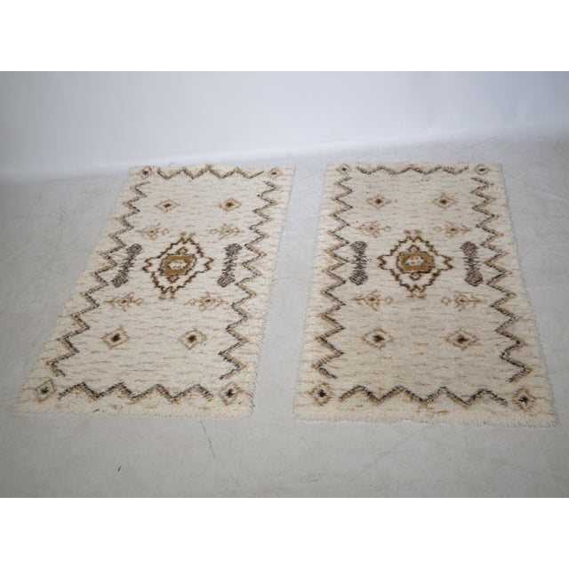Beige Mid-Century Moroccan Berber Wool Rugs, 1960s, Set of 2 For Sale - Image 8 of 8