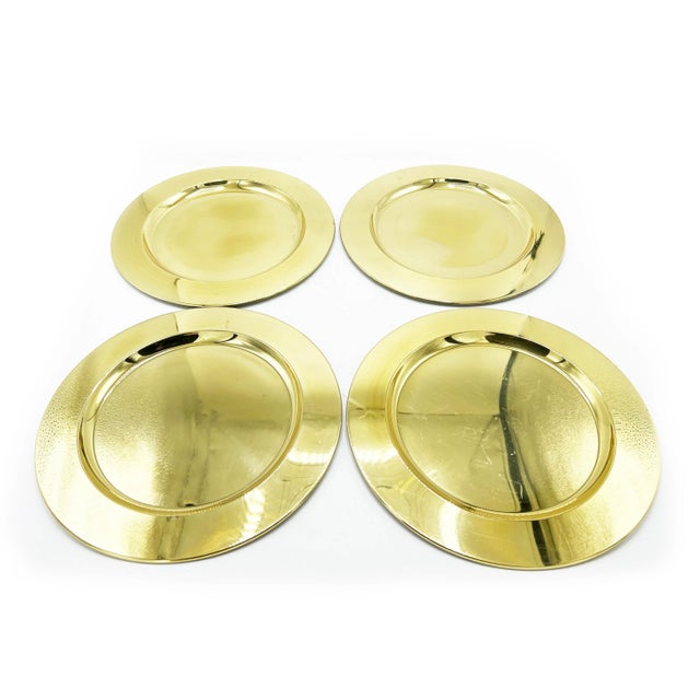 Mid-Century Modern Large Hand Polished Solid Brass Plates - 4 Pieces For Sale - Image 4 of 4