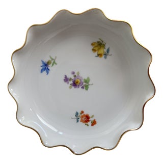 Small Bowl from Meissen with Scattered Flowers and Gilt Rim, 1990s For Sale