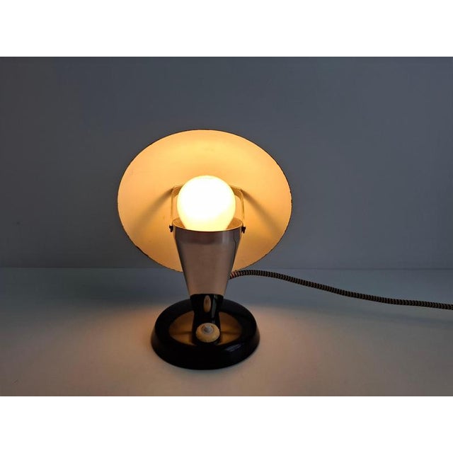 1930s Bauhaus Mushroom Table Lamp with Adjustable Shade, Czechoslovakia, 1930s For Sale - Image 5 of 15