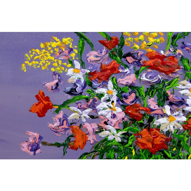 David Najar Flower Base Signed Contemporary Unique Oil Painting Canvas Framed For Sale - Image 4 of 11