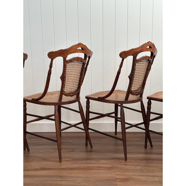 Victorian Era Antique Cane & Wood Dining Chairs, Set of 4 For Sale - Image 14 of 18