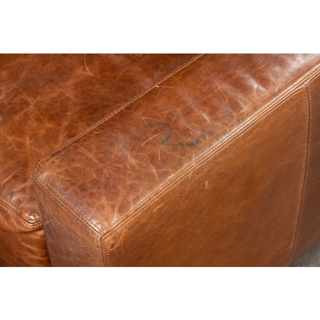Full Grain Leather Leather Club Chair and Ottoman in Brown by Rh For Sale - Image 14 of 14
