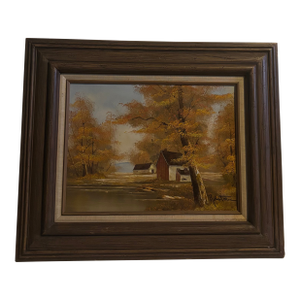 Mid 20th Century Original Sepia-Toned Landscape Painting.