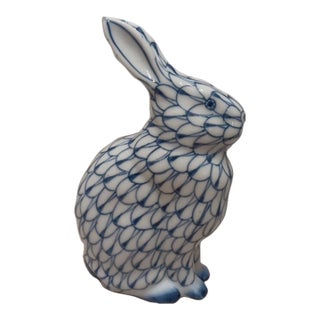 Vintage Herend Style "Andrea" by Sadek Handpainted Fishnet Rabbit Figurine For Sale