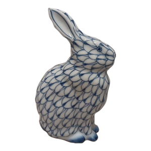 Vintage Herend Style "Andrea" by Sadek Handpainted Fishnet Rabbit Figurine