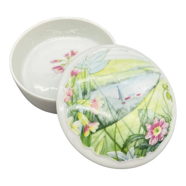 Vintage French Limoges Le Roy Porcelain Floral Trinket/ Jewelry Box For Sale