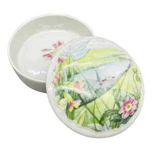 Vintage French Limoges Le Roy Porcelain Floral Trinket/ Jewelry Box