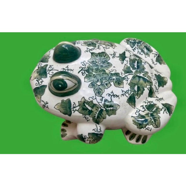 Dark Green Large Mid 20 th Century Garden Ceramic Frog For Sale - Image 8 of 9