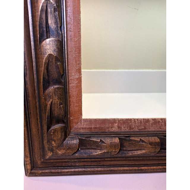 Vintage Carved Wood Picture Frame With Linen Liner For Sale - Image 12 of 18