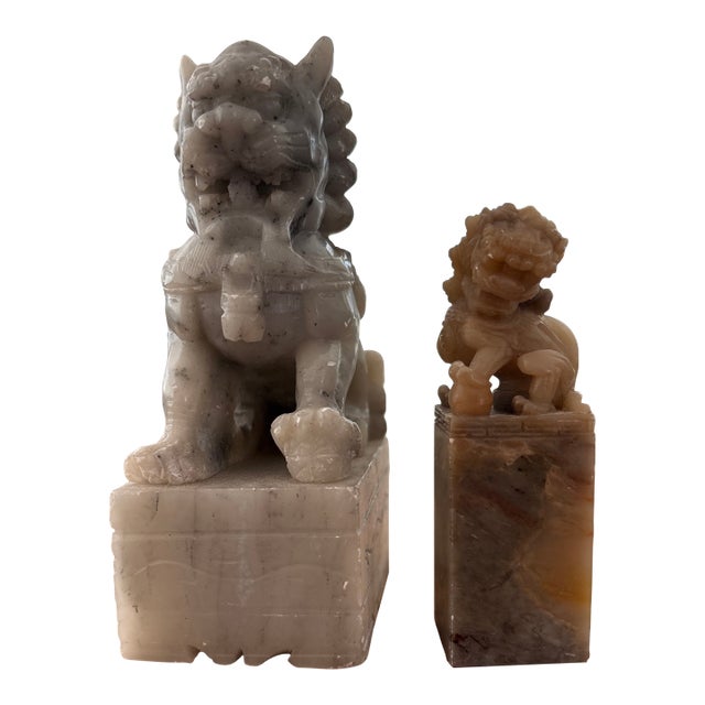 Pair of Stone Foo Dogs For Sale
