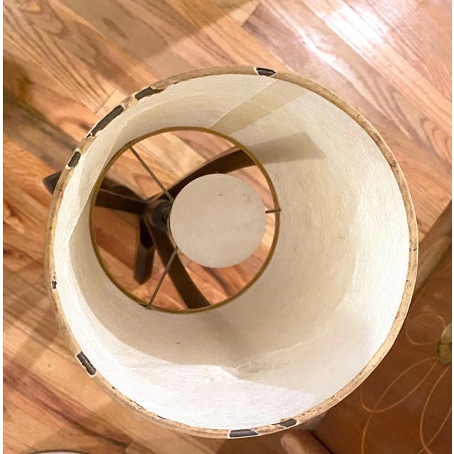 Vintage Danish Modern Style Large Table Lamp With Original Double Shade. For Sale - Image 9 of 13
