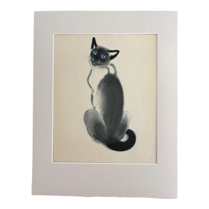 Vintage Clare Turlay Newberry Siamese Cat Print From "Babette" in 14x18 Mat EUC