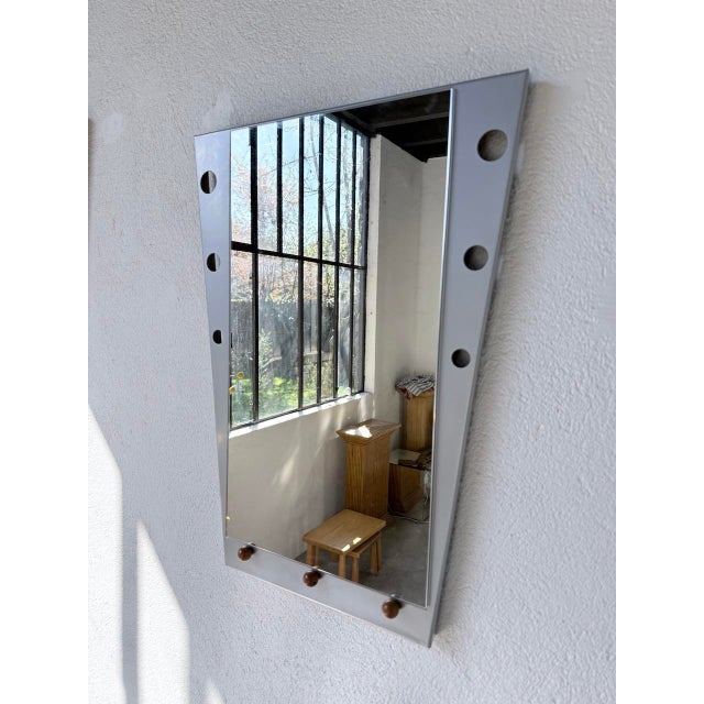 Vintage Mirrors in Chrome and Wood, 1980s, Set of 2 For Sale - Image 15 of 18