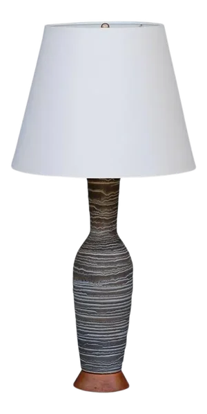 Ribbed Salt Glaze Ceramic Lamp by Lee Rosen for Design Technics