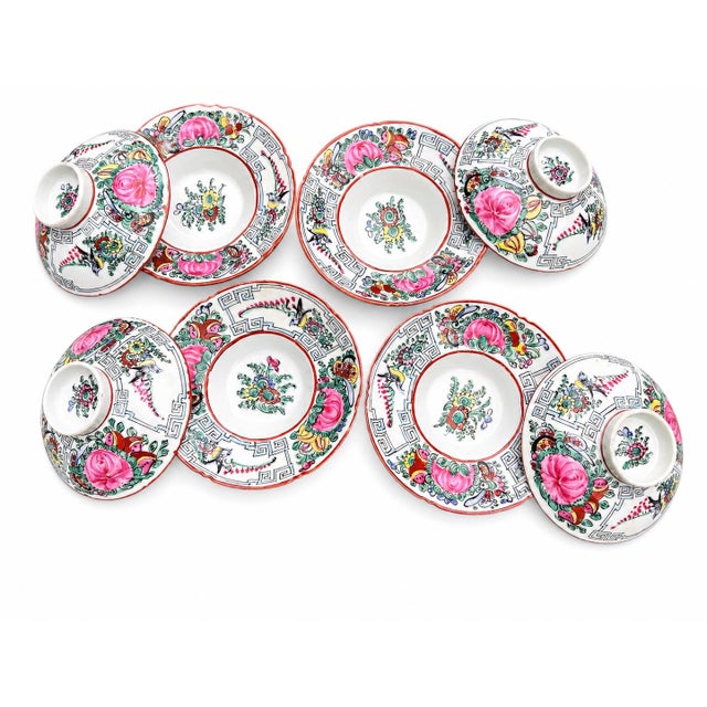 Available for purchase is an exquisite highly collectible 11-piece vintage Chinese Export Famille Rose Canton porcelain...