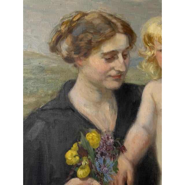 Heinrich Pforr, Nude Boy – Mother Erna with Son Walter, Oil Painting on Canvas For Sale - Image 9 of 13