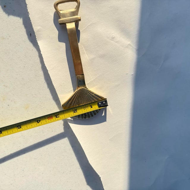 French Brass Shell Motif Cork Screw and Bottle Opener For Sale - Image 3 of 8