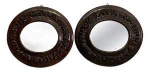 Italian Oval Wall Mirrors with Papier-Mâché Frame, 1700s, Set of 2