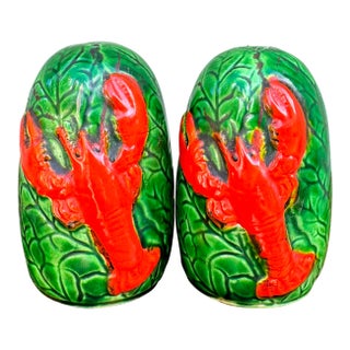 Vintage 1970s Cape Cod Lobster Salt & Pepper Shaker Set — Coastal Nautical Folk Art For Sale