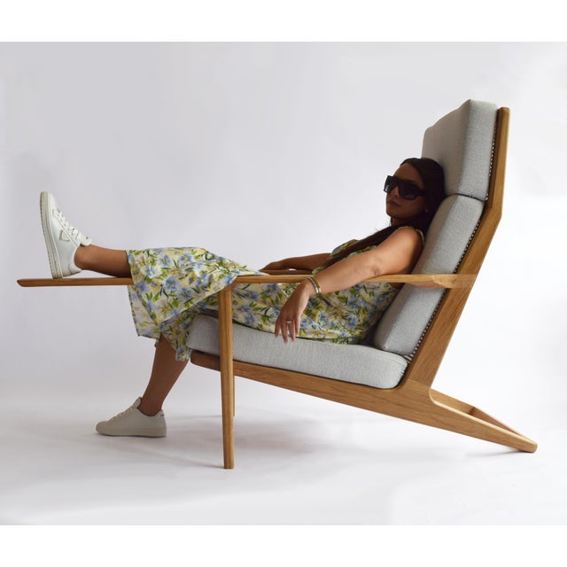 Pair of White Oak Outdoor Lounge Chairs For Sale - Image 13 of 16