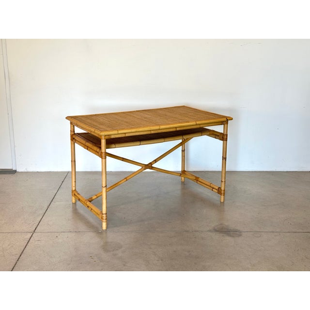 Vintage Wicker and Bamboo Desk, 1970s For Sale - Image 4 of 13