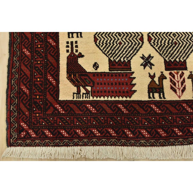 Baloch Rug 3’9” X 5’8” Ivory Wool Vintage Tribal Hand-Knotted Oriental Carpet For Sale - Image 10 of 13