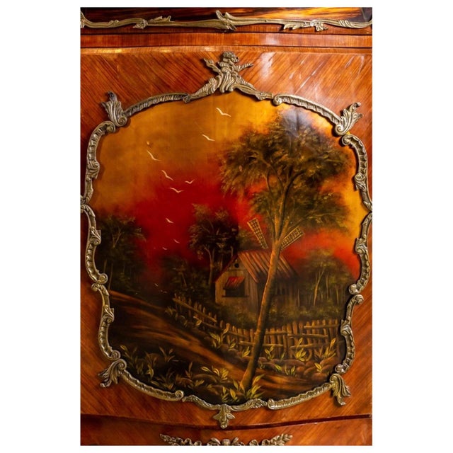 Wood Early 20th Century French Vernis Martin–Style Hand-Painted Cabinet With Ormolu Mounts For Sale - Image 7 of 11