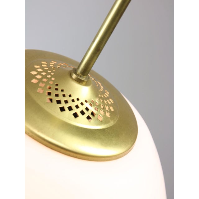 Mid-Century Modern Italian Opaline Glass and Brass Pendant Lamp For Sale - Image 9 of 16