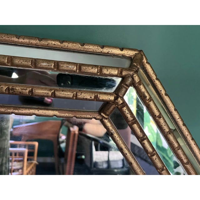 Mid 20th Century La Barge Faux Bamboo Gold Gilt Mirror For Sale - Image 5 of 9