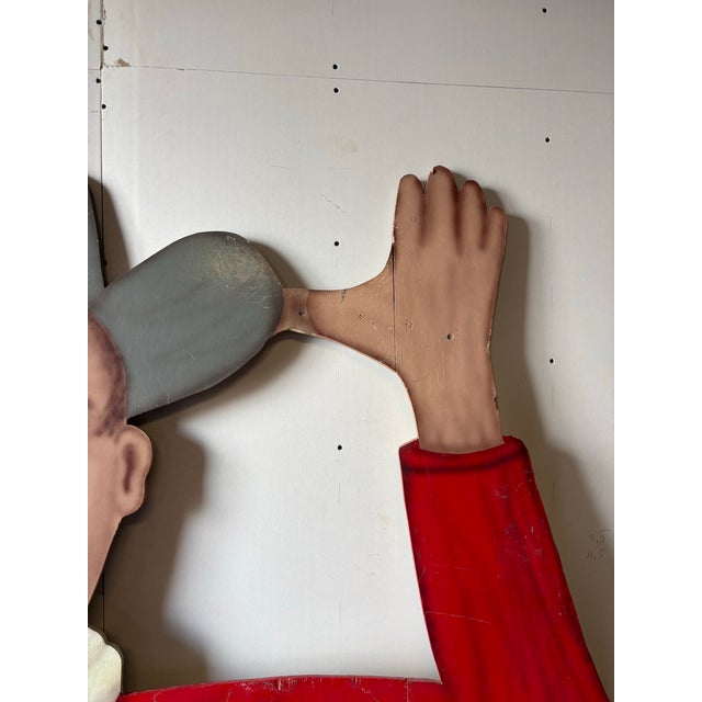 Red Vintage Oversized Hand-Painted Cowboy Folk Art Sign For Sale - Image 8 of 12