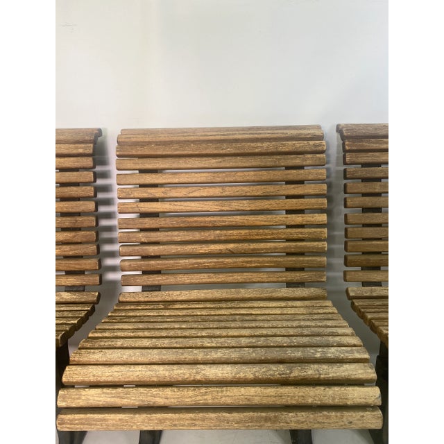 Mid Century Falcon Oak Slatted Cast Iron Bench For Sale In New York - Image 6 of 11