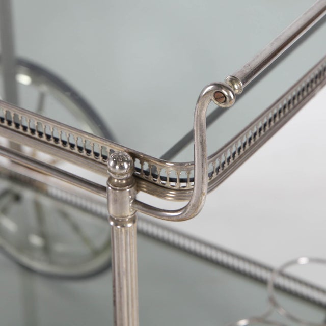 Silver-Plated Metal Serving Cart, 1970s For Sale - Image 11 of 18