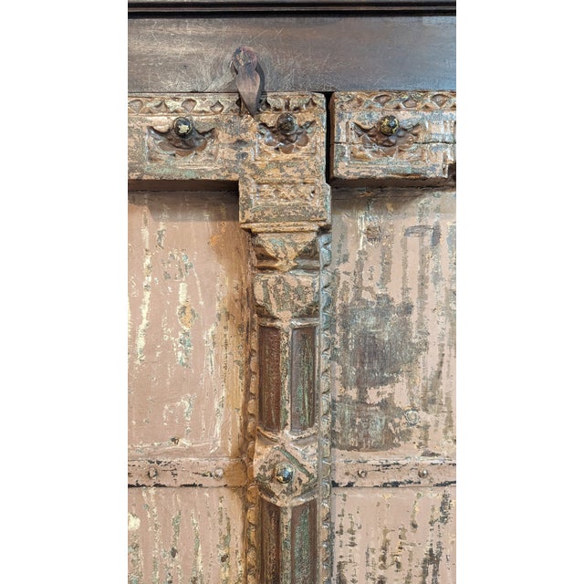 1970s Rustic Ranch Style 48" Wide Antique Door Corner Armoire For Sale In Houston - Image 6 of 6