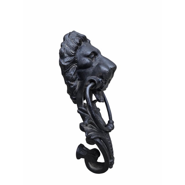 Metal Traditional Lion Head Door Knocker in Cast Iron For Sale - Image 7 of 8