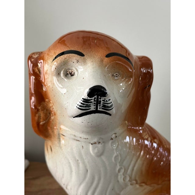 Burnt Orange Early 1900s Staffordshire Spaniel Figurine by Sadler China, England For Sale - Image 8 of 11