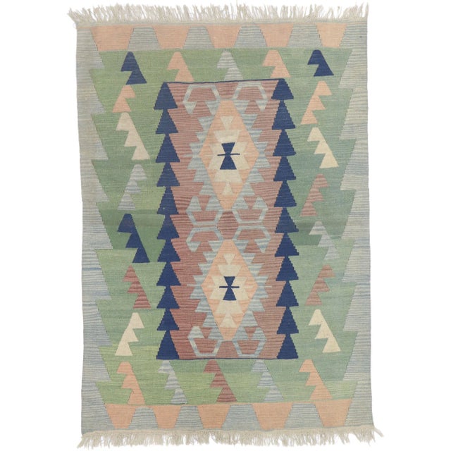 Vintage Persian Shiraz Kilim Rug, 03'11 X 05'07 For Sale - Image 9 of 9