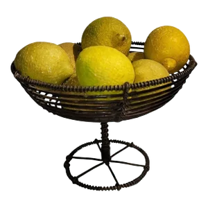 19thc Wire Basket W/ Alabaster Nine Lemons