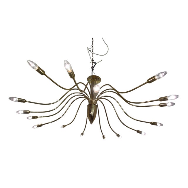 Large Italian Brass Chandelier, 1960s For Sale